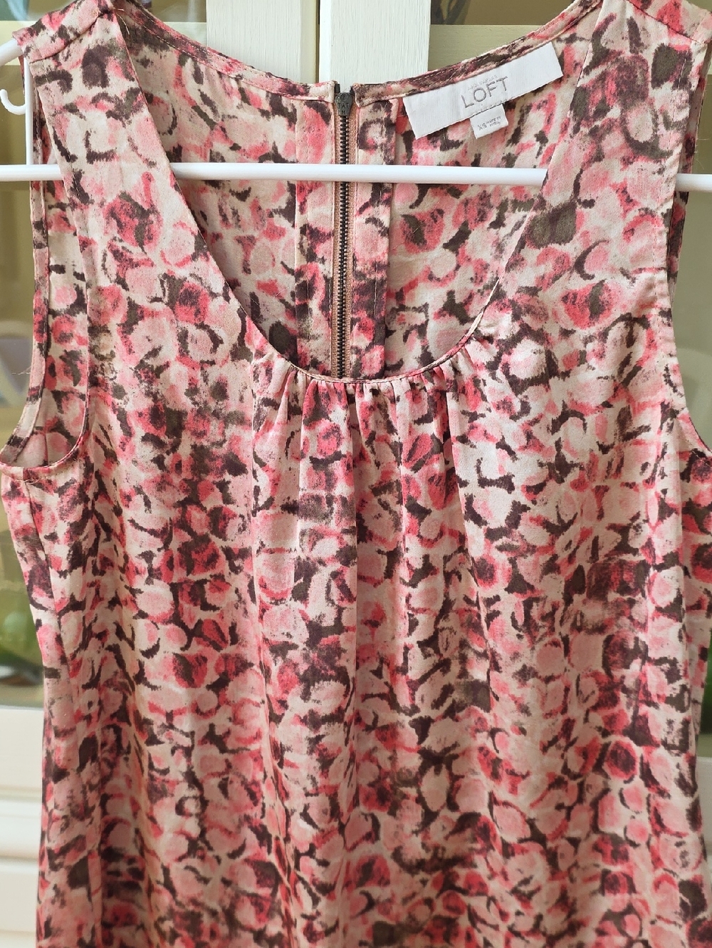 LOFT Pink and Brown Printed Sleeveless Top